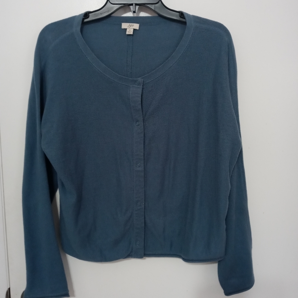 J. Jill long sleeve sky blue Snap up Cardigan Sweater